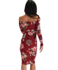 Lyss Loo Women's Love Poem Off The Shoulder Burgundy Floral Bodycon Dress - Lyss Loo