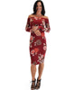 Lyss Loo Women's Love Poem Off The Shoulder Burgundy Floral Bodycon Dress - Lyss Loo