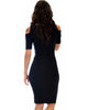 Love Me Completely Cold Shoulder Black Bodycon Midi Dress - Back Image