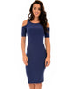 Love Me Completely Cold Shoulder Navy Bodycon Midi Dress - Main Image