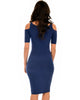 Love Me Completely Cold Shoulder Navy Bodycon Midi Dress - Back Image