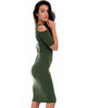 Love Me Completely Cold Shoulder Olive Bodycon Midi Dress - Side Image