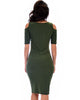 Love Me Completely Cold Shoulder Olive Bodycon Midi Dress - Back Image