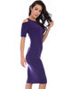 Love Me Completely Cold Shoulder Purple Bodycon Midi Dress - Side Image