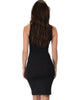 Take Me Out Ruched Bodycon Black Midi Dress - Back Image