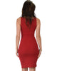 Take Me Out Ruched Bodycon Burgundy Midi Dress - Back Image