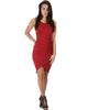 Take Me Out Ruched Bodycon Burgundy Midi Dress - Full Image