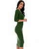 True 2 You 3/4 Sleeve Olive Bodycon Midi Dress - Side Image