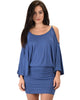 Game Changer Cold Shoulder Blue Dolman Dress - Main Image