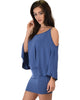 Game Changer Cold Shoulder Blue Dolman Dress - Side Image