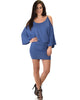 Game Changer Cold Shoulder Blue Dolman Dress - Full Image