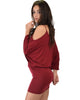 Game Changer Cold Shoulder Burgundy Dolman Dress - Side Image