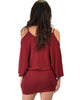 Game Changer Cold Shoulder Burgundy Dolman Dress - Back Image