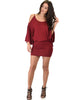 Game Changer Cold Shoulder Burgundy Dolman Dress - Full Image