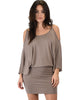 Game Changer Cold Shoulder Taupe Dolman Dress - Main Image