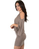 Game Changer Cold Shoulder Taupe Dolman Dress - Side Image