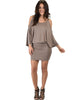 Game Changer Cold Shoulder Taupe Dolman Dress - Full Image