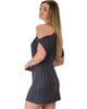 Good Deeds Cold Shoulder Charcoal Waist Tie Dress - Side Image