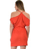 Good Deeds Cold Shoulder Rust Waist Tie Dress - Back Image