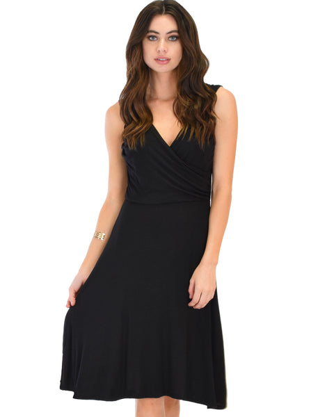 Little Lover Ruched Black Skater Dress