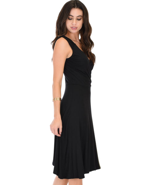 Little Lover Ruched Black Skater Dress