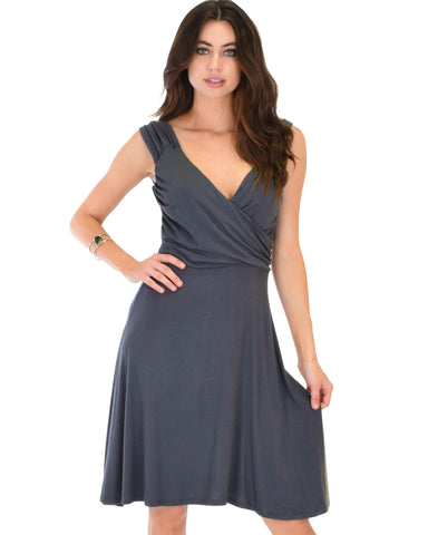 Little Lover Ruched Charcoal Skater Dress