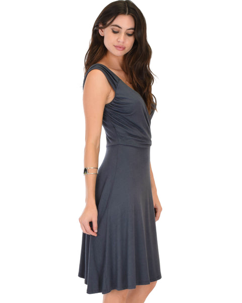 Little Lover Ruched Charcoal Skater Dress