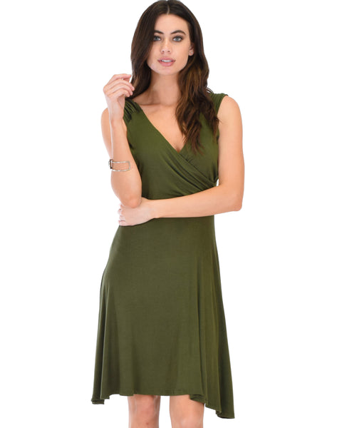 Little Lover Ruched Olive Skater Dress