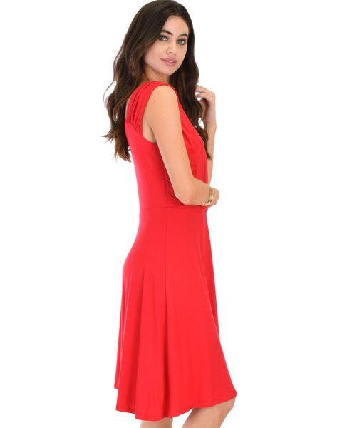 Little Lover Ruched Red Skater Dress