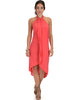 Wrap Star Halter Coral Midi Wrap Dress - Main Image