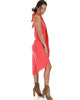 Wrap Star Halter Coral Midi Wrap Dress - Side Image