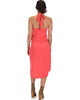 Wrap Star Halter Coral Midi Wrap Dress - Back Image