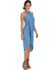 Wrap Star Halter Teal Midi Wrap Dress - Side Image