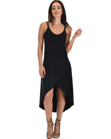 All Wrapped Up Strappy Black Wrap Dress