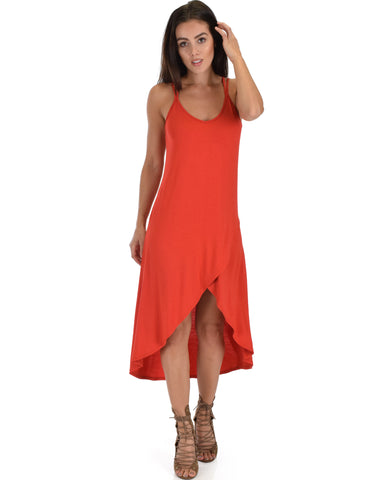 All Wrapped Up Strappy Rust Wrap Dress