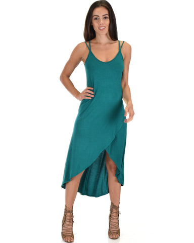 All Wrapped Up Strappy Green Wrap Dress