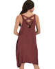 Cross Back Sleeveless Marsala Dress With Pockets - Back Image