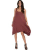 Cross Back Sleeveless Marsala Dress With Pockets - Full Image