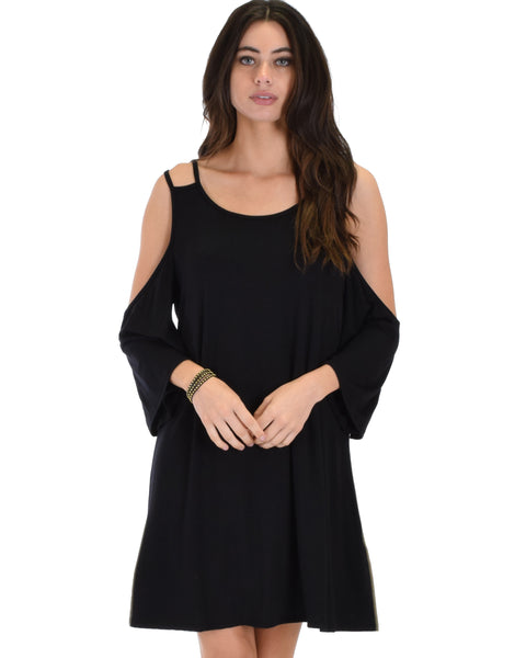 Sassy Sun Kissed Strappy Black Shift Dress