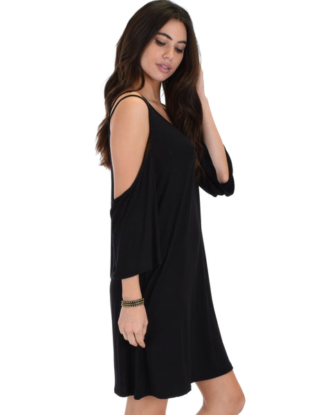 Sassy Sun Kissed Strappy Black Shift Dress