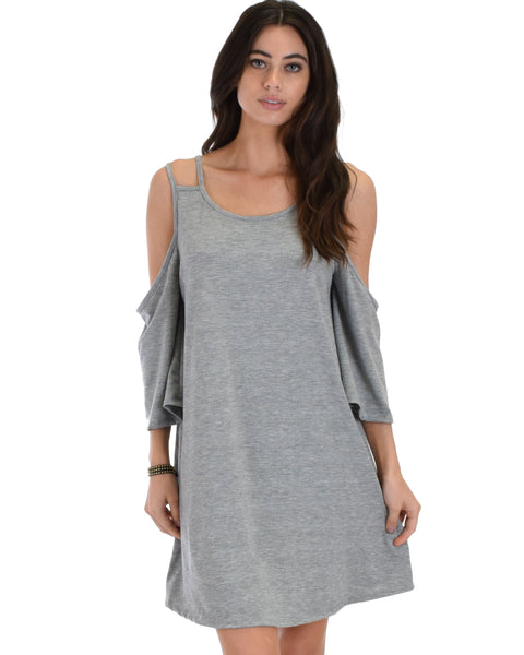 Sassy Sun Kissed Strappy Grey Shift Dress