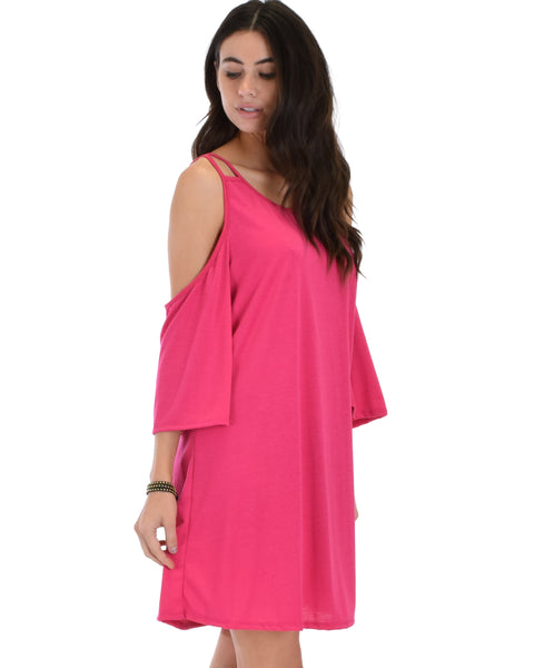 Sassy Sun Kissed Strappy Fuschia Shift Dress