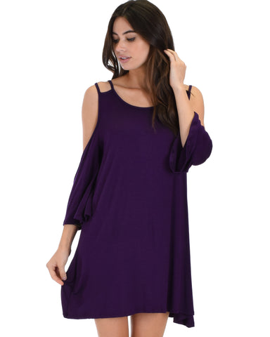 Sassy Sun Kissed Strappy Purple Shift Dress