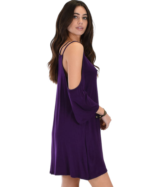 Sassy Sun Kissed Strappy Purple Shift Dress