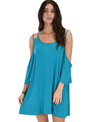 Sassy Sun Kissed Strappy Teal Shift Dress