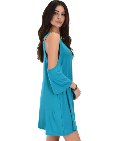 Sassy Sun Kissed Strappy Teal Shift Dress