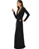 Celestial Long Sleeve Black Wrap Maxi Dress - Lyss Loo