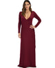 Celestial Long Sleeve Burgundy Wrap Maxi Dress - Lyss Loo