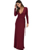 Celestial Long Sleeve Burgundy Wrap Maxi Dress - Lyss Loo