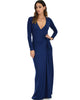 Celestial Long Sleeve Navy Wrap Maxi Dress - Lyss Loo